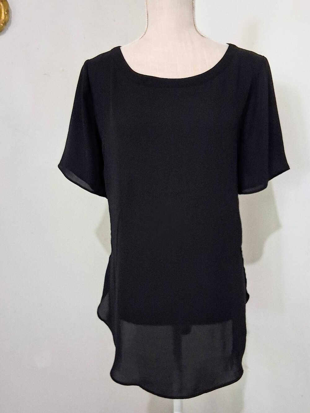 Banana Republic Vintage Black Lightweight Top - Sheer Overlay